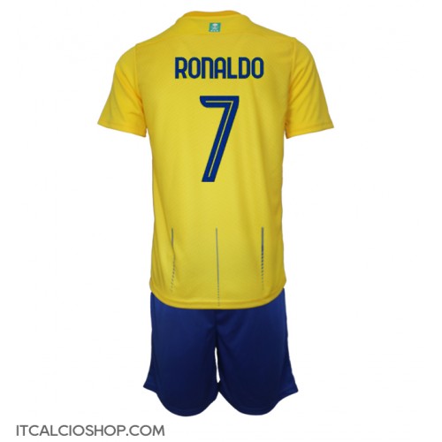 Al-Nassr Cristiano Ronaldo #7 Prima Maglia Bambino 2023-24 Manica Corta (+ Pantaloni corti)